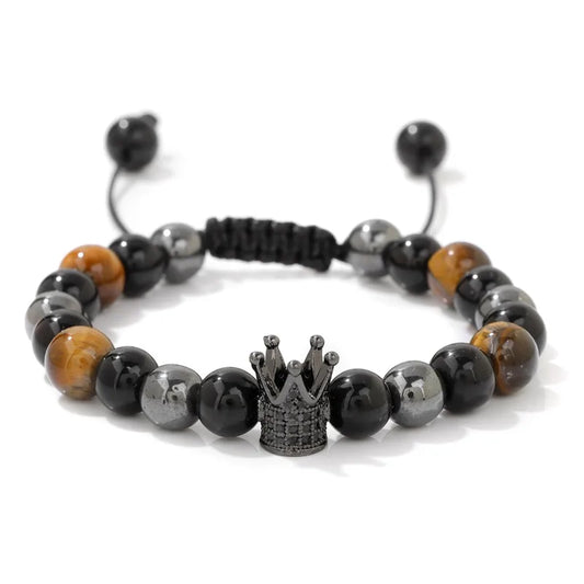 Crown Beads – Black & Tiger Eye