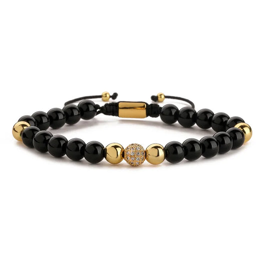 Pulsera Beads Black & Gold